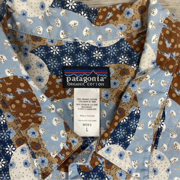 Patagonia Vintage Organic Cotton Button Down Short Sleeve Psycadellic 70s Style - Picture 6 of 8